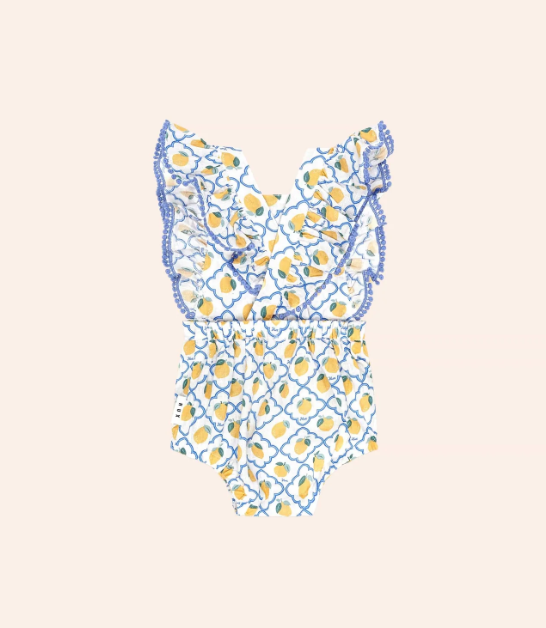 Huxbaby Lemon Tile  Bubble Romper