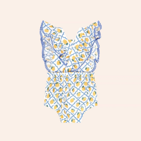 Huxbaby Lemon Tile  Bubble Romper