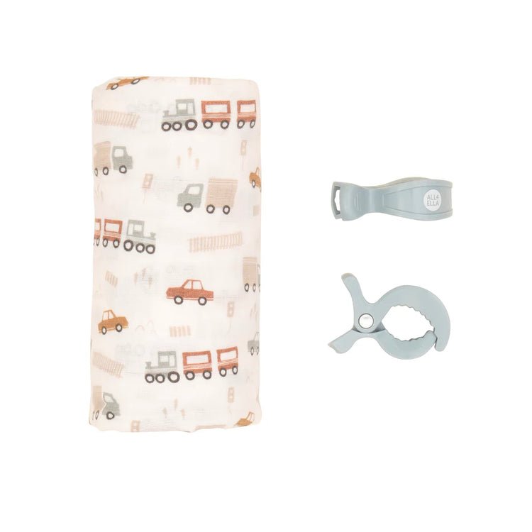 ALL4ELLA Muslin & 2 Pram Peg Box Set - Trucks