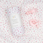 ALL4ELLA Organic muslin swaddle & 2 pram peg gift set - Pink Petals