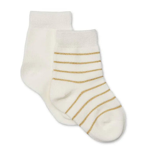Marquise 2PK Cream and Gold Knitted Cotton Tights