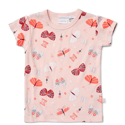 Marquise Girls Butterflies Nightie Cotton Short Sleeve Pyjamas - Print Strip