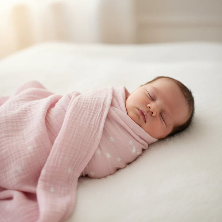 Alimrose Muslin Swaddle Starry Night Pink