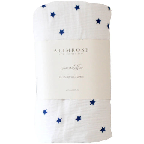 Alimrose Muslin Swaddle Navy Stars