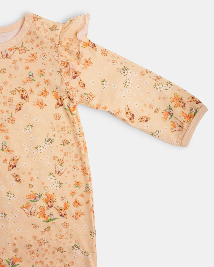 May Gibbs x Walnut May Gibbs Scout Frill Onesie - Peach Floral size:1