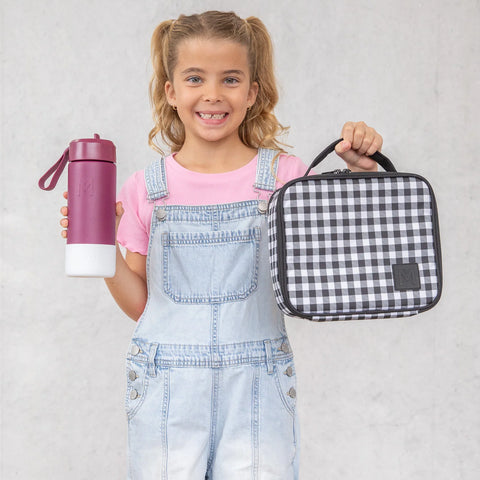 MontiiCo Medium Lunch Bag- Black Gingham