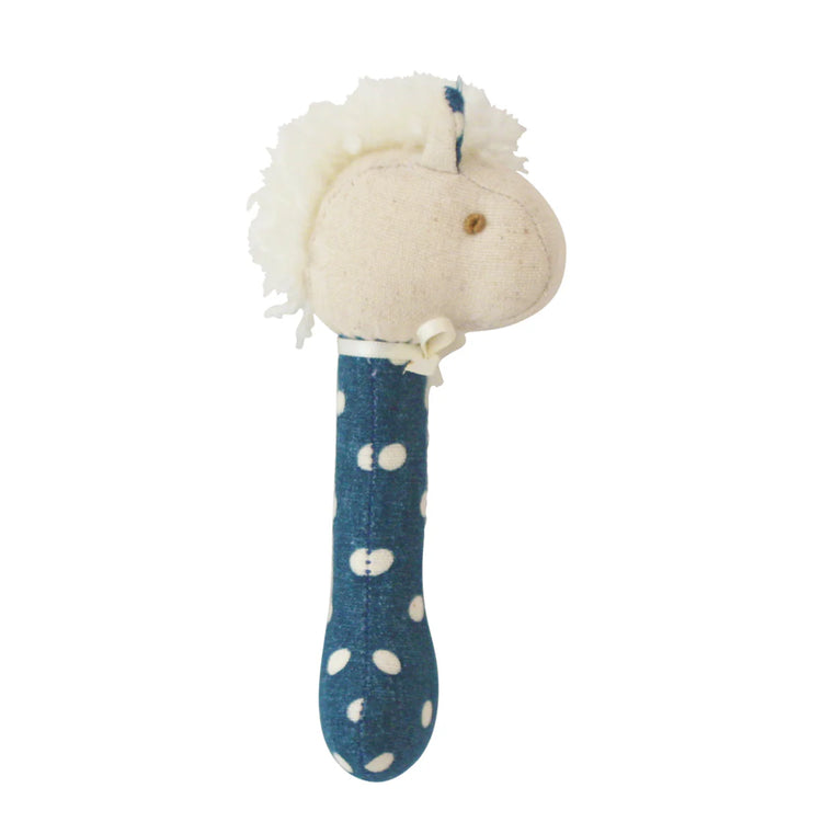 Alimrose Horse Stick Rattle Ocean Blue