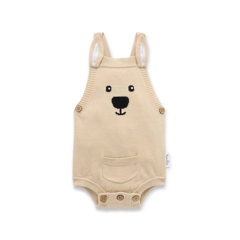 Aster&Oak TAUPE KANGAROO  KNIT ROMPER
