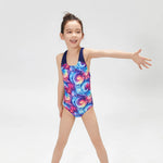 Lesimo Girls Chlorine Resistant Training One Piece - Galaxy Swirl