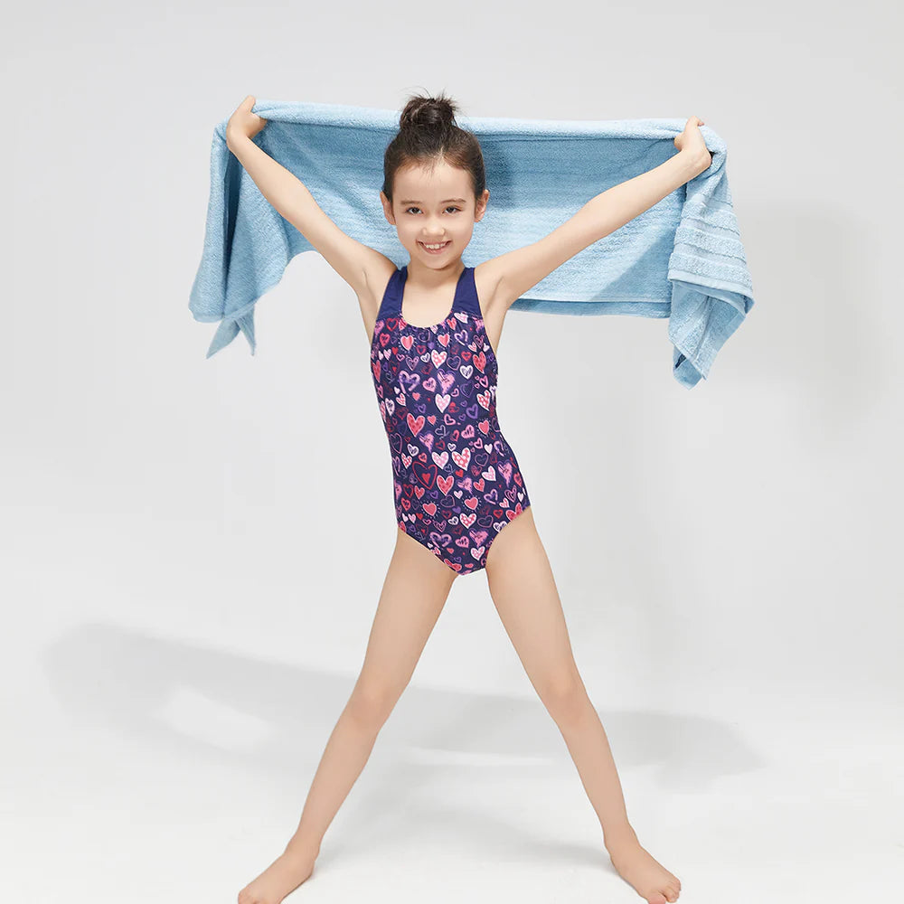 Lesimo Girls Chlorine Resistant Training One Piece - Love Hear