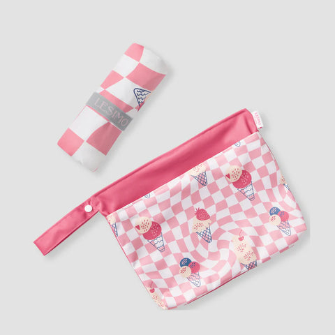 Lesimo Sand Free Kids Hooded Towel - Ice Cream with free wet bag