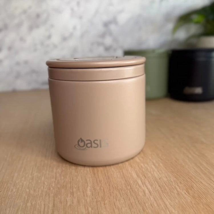 Oasis Insulated Food Flask With Quick Release Lid 550ml - Latte