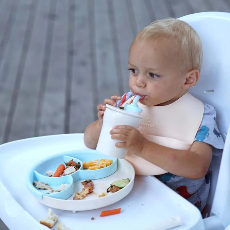 Miniware Sip and Snack Bowl Set - Vanilla/Aqua