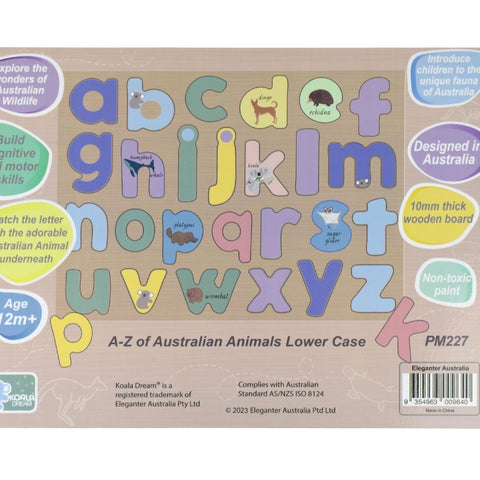 AUSTRALIAN ANIMALS A-Z LOWERCASE ALPHABET PUZZLE