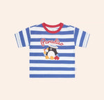 Size 6-12 Huxbaby PARADISO PERCY STRIPE TEE and TOSHI BABY SHORTS BILLY/MIDNIGHT with Free LIL FRIENDS KING PENGUIN