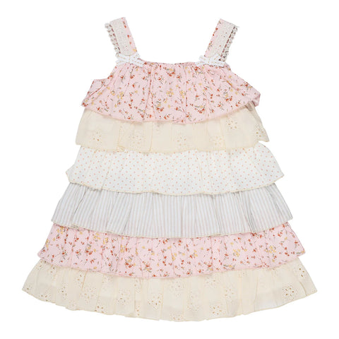 ArthurAve Peach Rose & Butter Cream Layered Dress