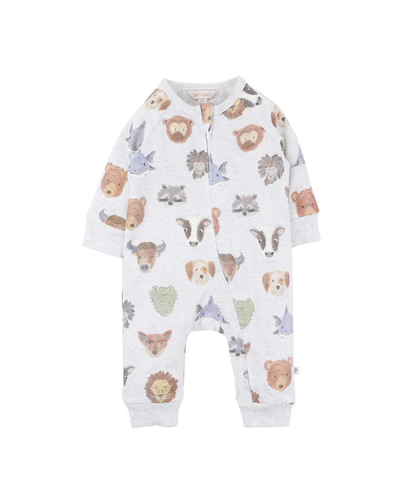 FOX&FINCH WILDLINGS PRINT LS ZIPSUIT