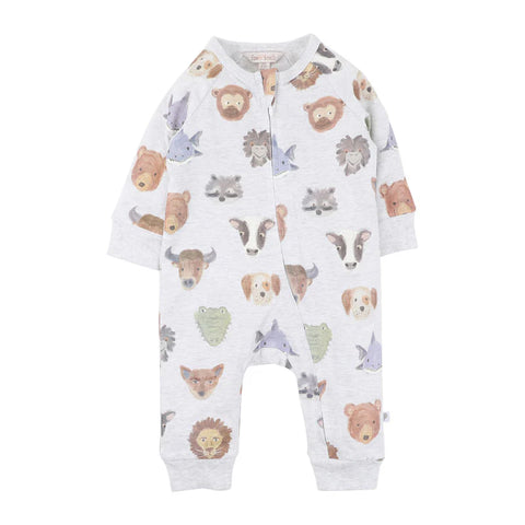 FOX&FINCH WILDLINGS PRINT LS ZIPSUIT