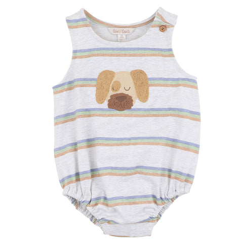 FOX&FINCH WILDLINGS STRIPE DOG BODYSUIT