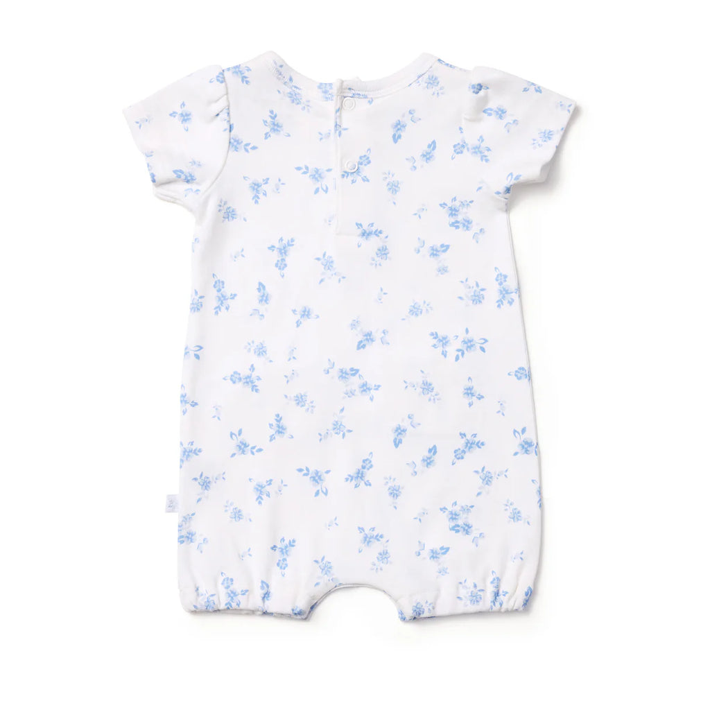 Marquise Seascape Floral Puff Sleeve Romper