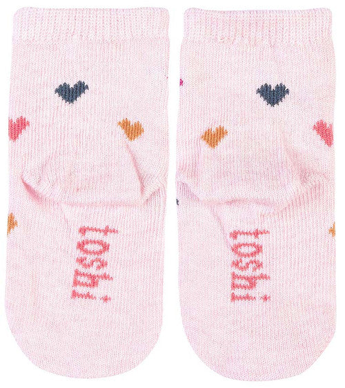 ToshiOrganic Socks Ankle Jacquard Hearts