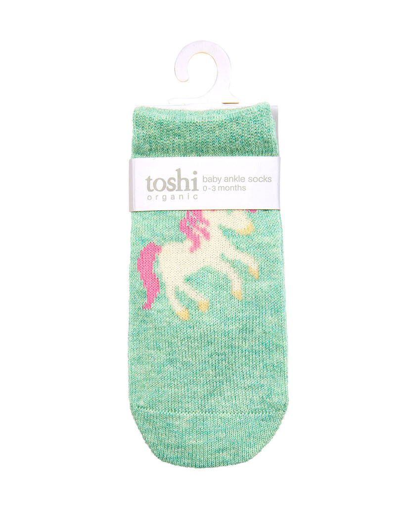 Toshi Organic Socks Ankle Jacquard- Unicorn