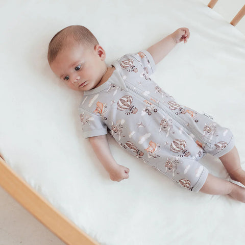 Aster&Oak FLYING FRIENDS SS  ZIP ROMPER