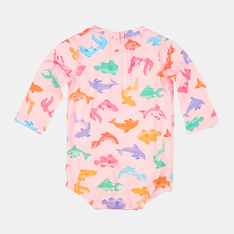 Toshi Swim Baby Onesie L/S Classic- Dishy Fishy