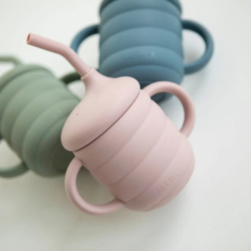 ALL4 ELLA Silicone sippy cup - Slate Blue (with straw)