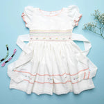 Soleilclo Ivory Swiss Dot Smocked Girls Dress