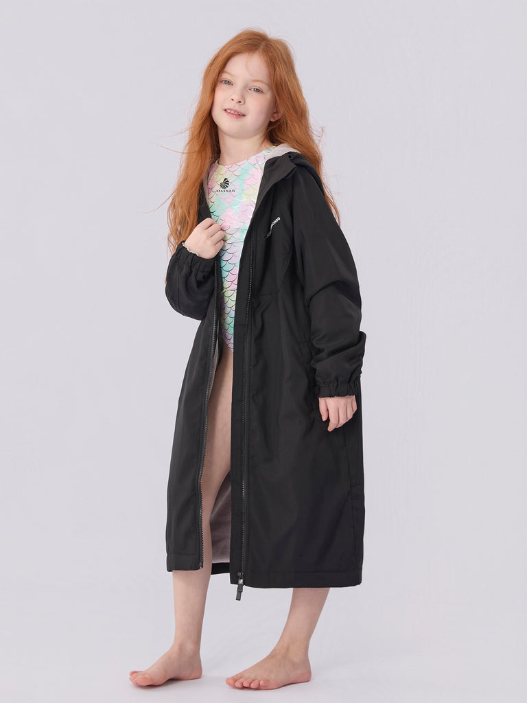 Seasnail Swim Parka For Kids- Black