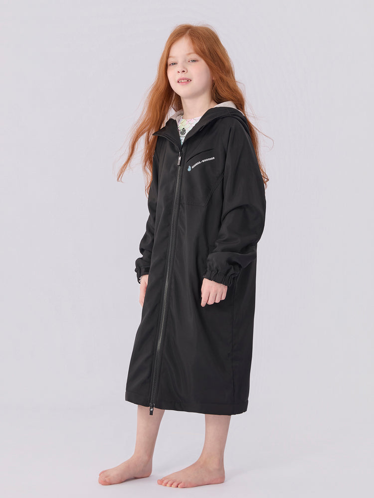 Seasnail Swim Parka For Kids- Black