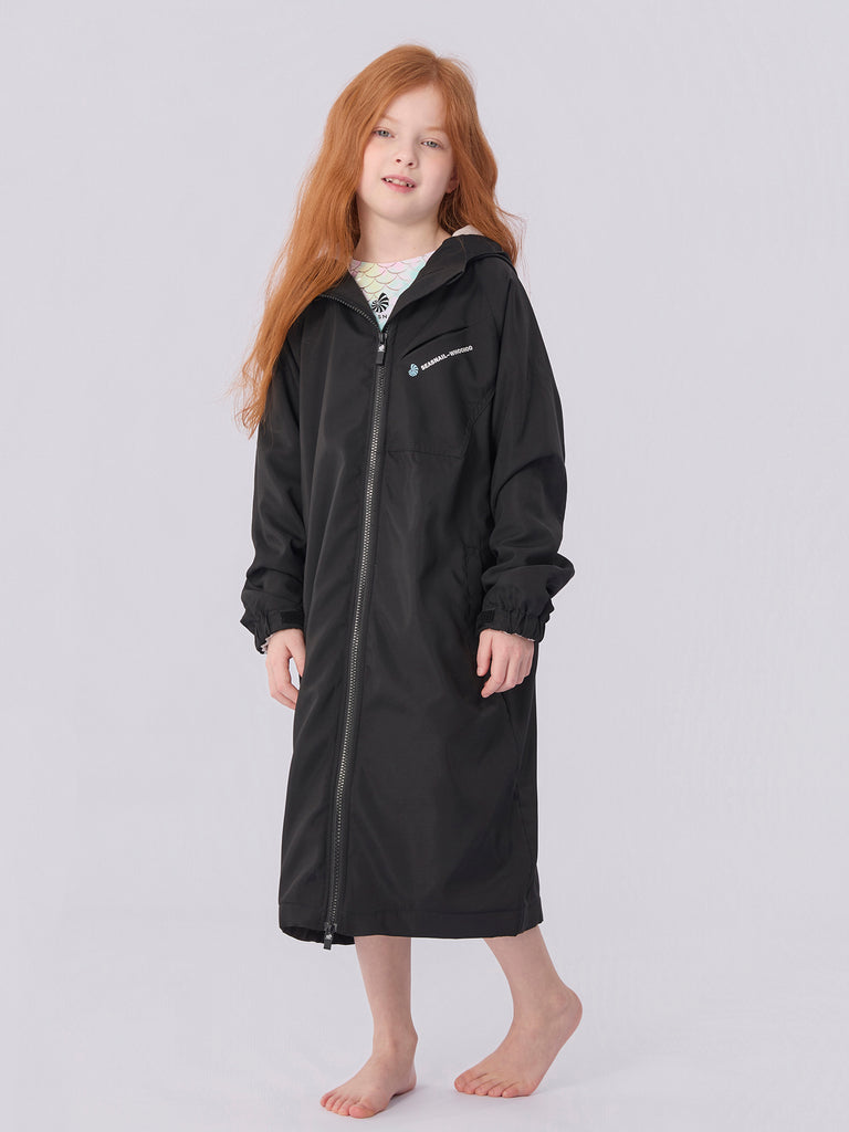 Seasnail Swim Parka For Kids- Black