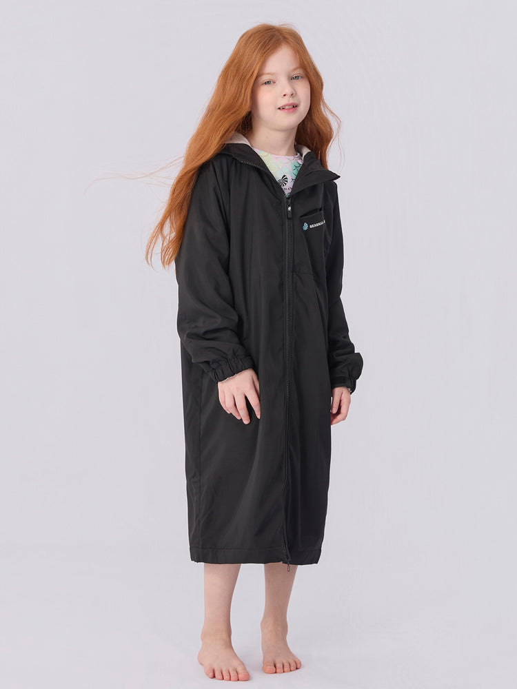 Seasnail Swim Parka For Kids- Black