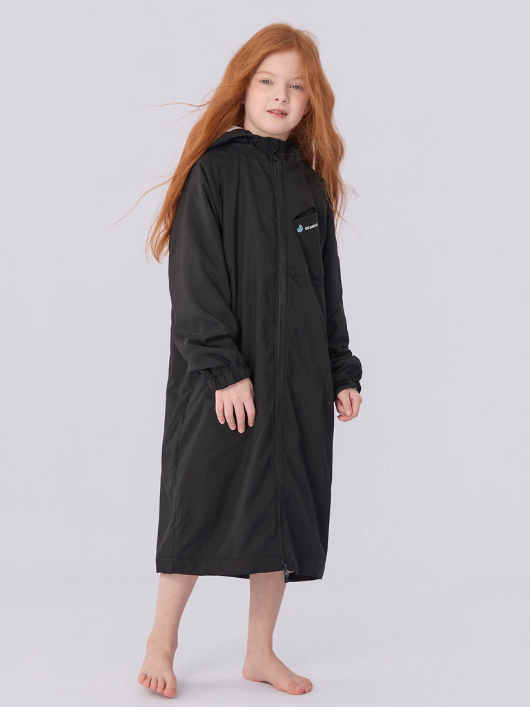 Seasnail Swim Parka For Kids- Black