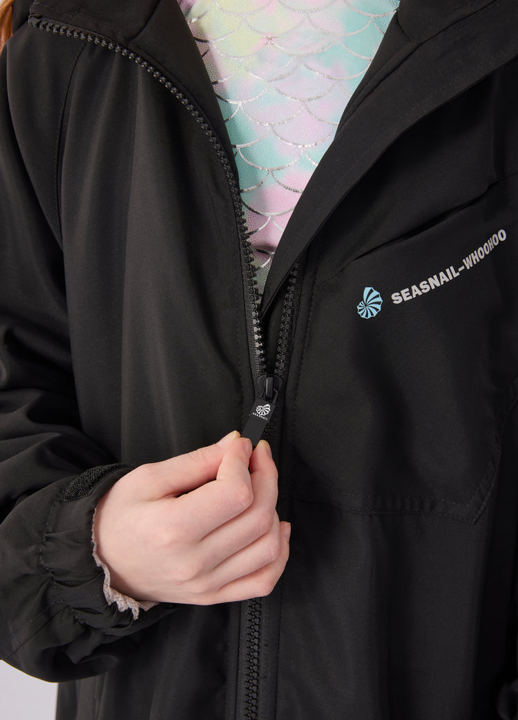 Seasnail Swim Parka For Kids- Black
