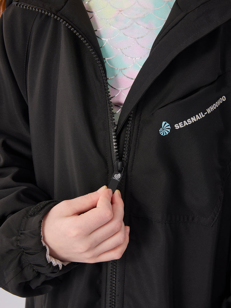 Seasnail Swim Parka For Kids- Black