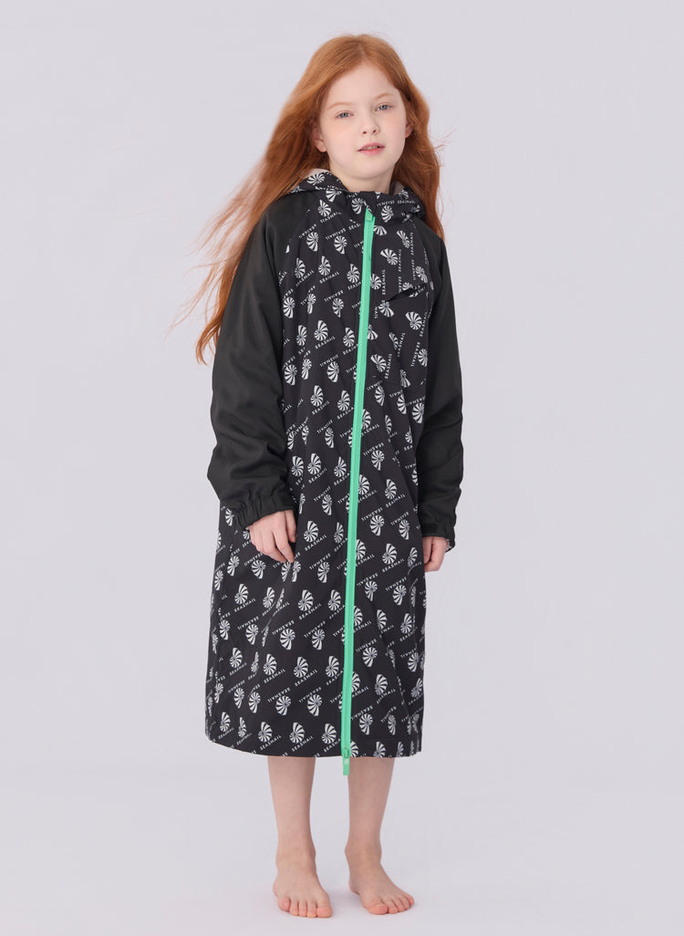 Seasnail Swim Parka For Kids- Logo Pattern