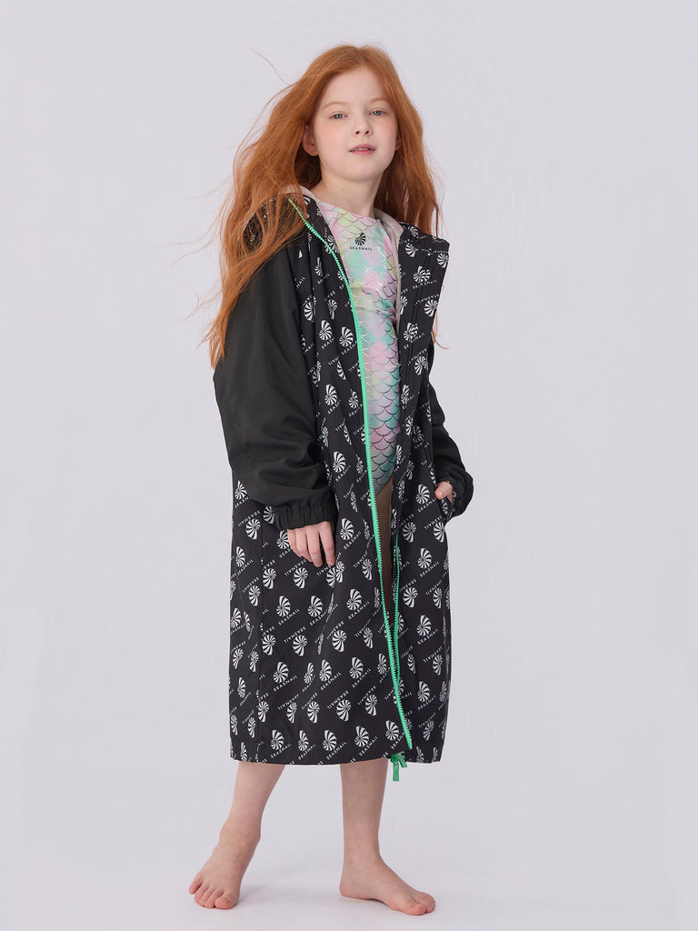 Seasnail Swim Parka For Kids- Logo Pattern