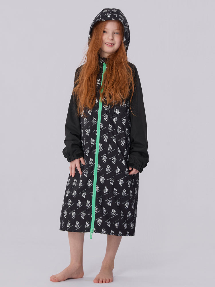 Seasnail Swim Parka For Kids- Logo Pattern