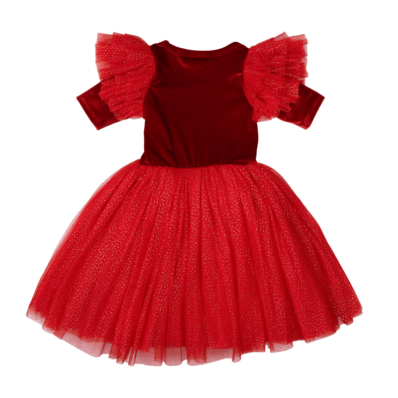 Rock Your Kid Red Velvet Sparkle Party Dress