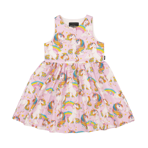 Rock Your Kid UNICORN RAINBOW POPOVER DRESS