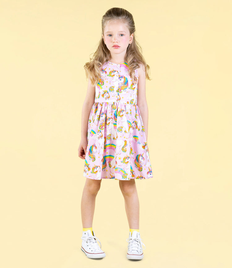 Rock Your Kid UNICORN RAINBOW POPOVER DRESS