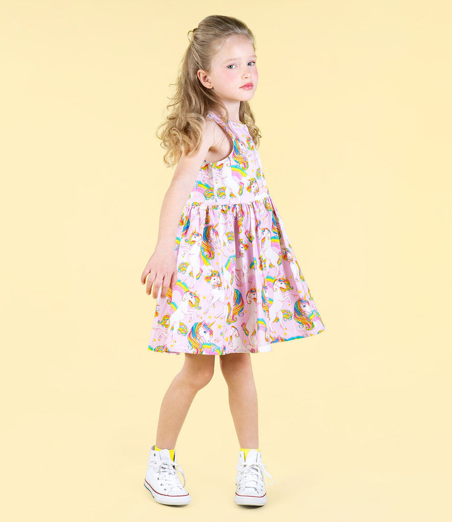 Rock Your Kid UNICORN RAINBOW POPOVER DRESS