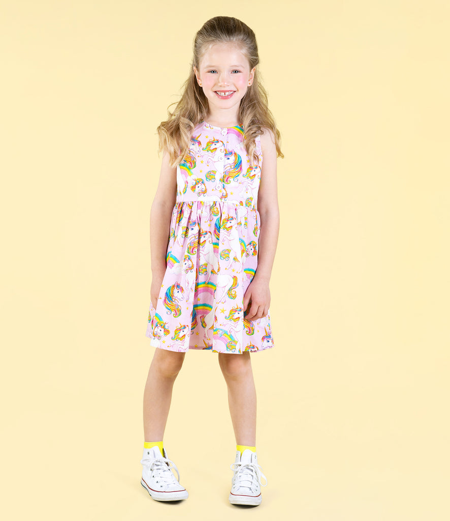 Rock Your Kid UNICORN RAINBOW POPOVER DRESS