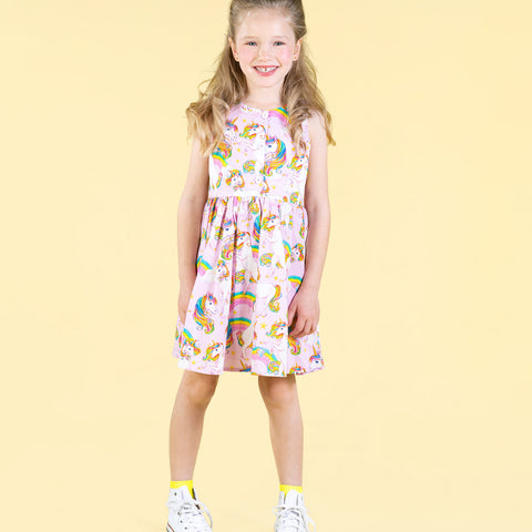 Rock Your Kid UNICORN RAINBOW POPOVER DRESS