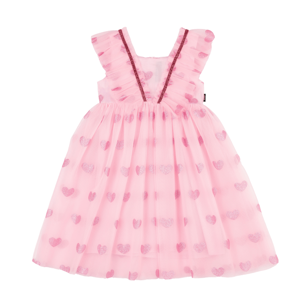 Rock Your Kid PINK GLITTER HEART TULLE DRESS