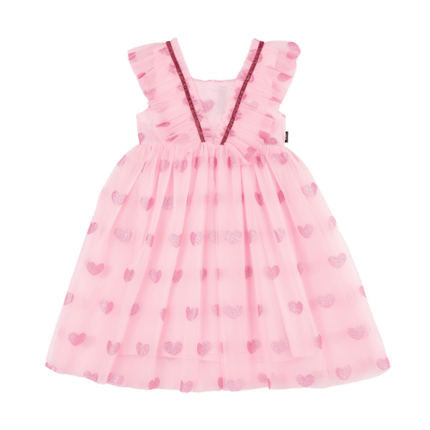 Rock Your Kid PINK GLITTER HEART TULLE DRESS