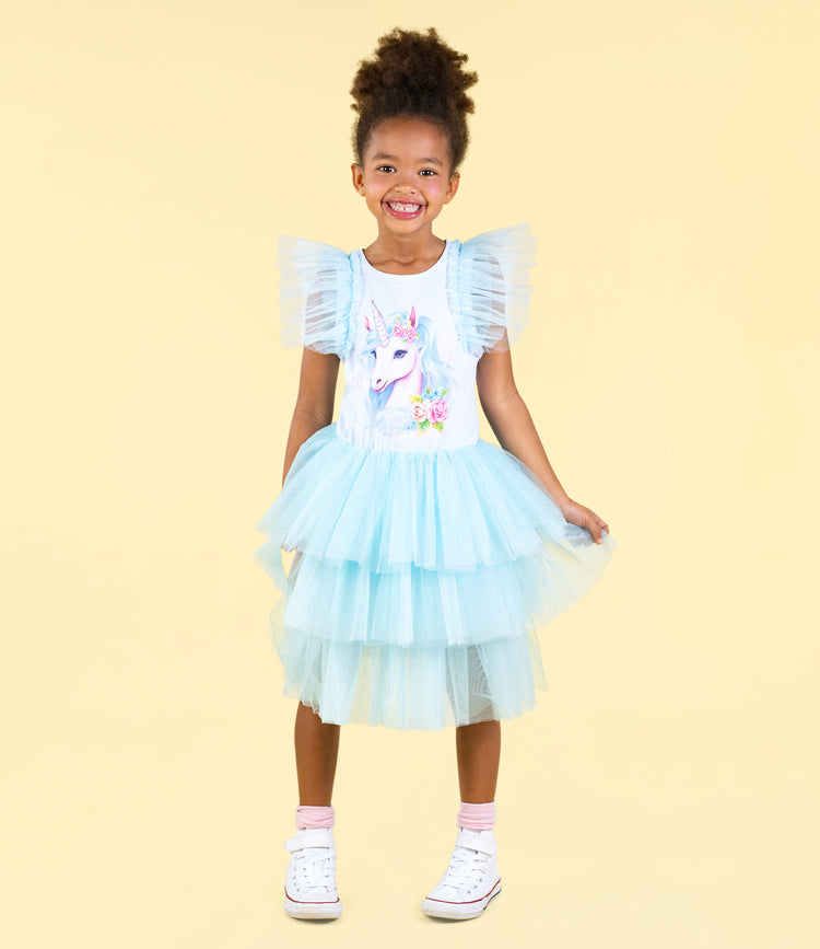 Rock Your Kid BLUE UNICORN PARTY DRESS