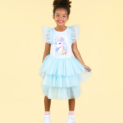 Rock Your Kid BLUE UNICORN PARTY DRESS